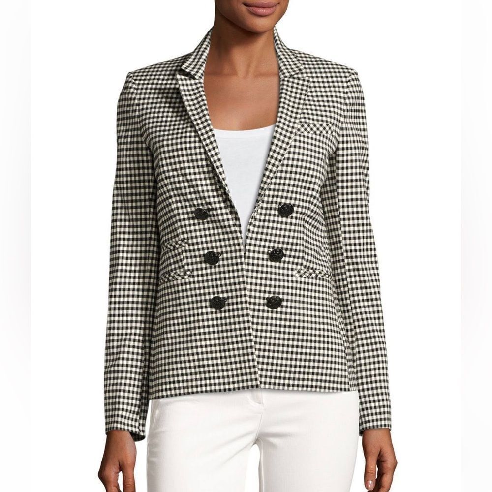Veronica Beard Cottage Gingham Blazer Black/ White Size 4 Dickey Compatible